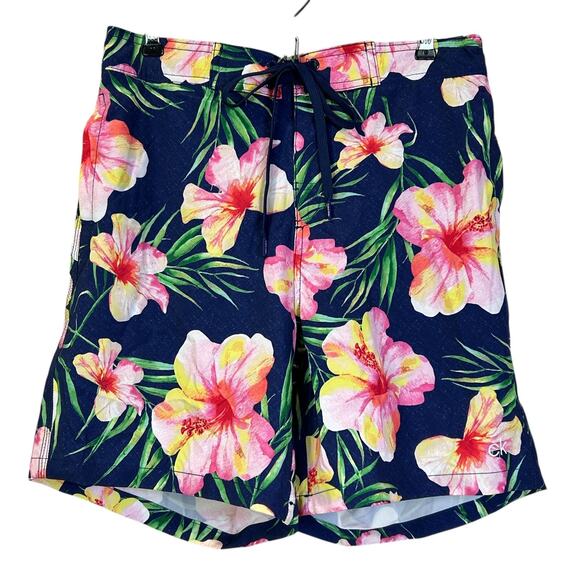 Calvin Klein Stretch E Board Shorts Swim Trunks Floral CB2KS019 Men’s Small NWT - Picture 1 of 11
